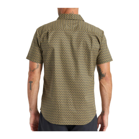 Brixton Charter Print Short Sleeve Woven Military Olive Navy Back