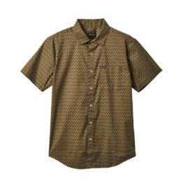 Brixton Charter Print Short Sleeve Woven Military Olive Navy Front