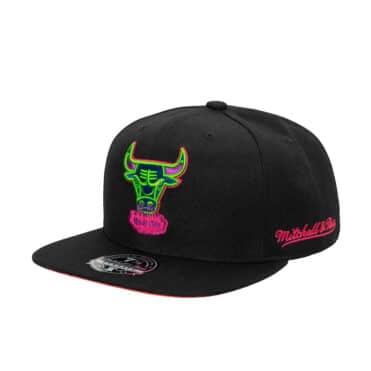 Mitchell & Ness Chicago Bulls Color Bomb Fitted Hat Black Left Front