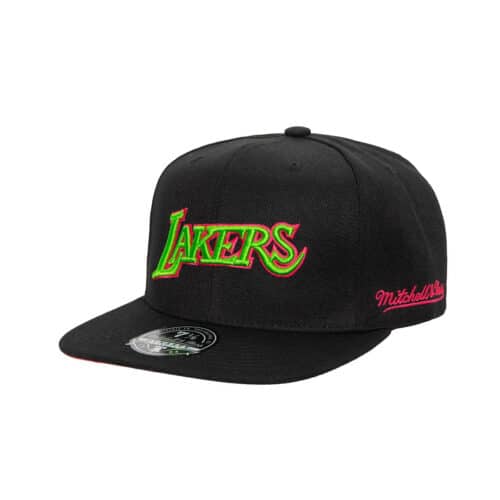 Mitchell & Ness Los Angeles Lakers Color Bomb Fitted Hat Black Left Front