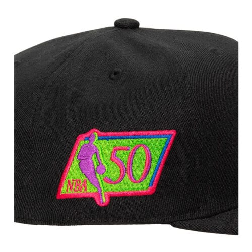 Mitchell & Ness Los Angeles Lakers Color Bomb Fitted Hat Black Logo