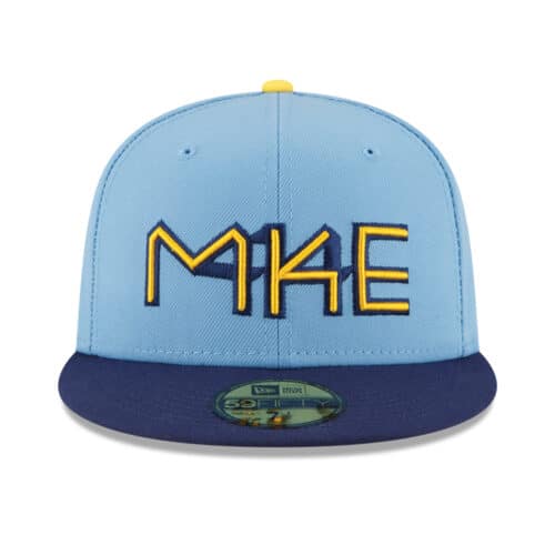 New Era 59Fifty Milwaukee Brewers City Connect 2022 Fitted Hat Light Blue Front