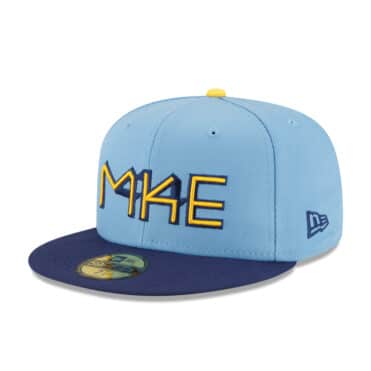 New Era 59Fifty Milwaukee Brewers City Connect 2022 Fitted Hat Light Blue Left Front