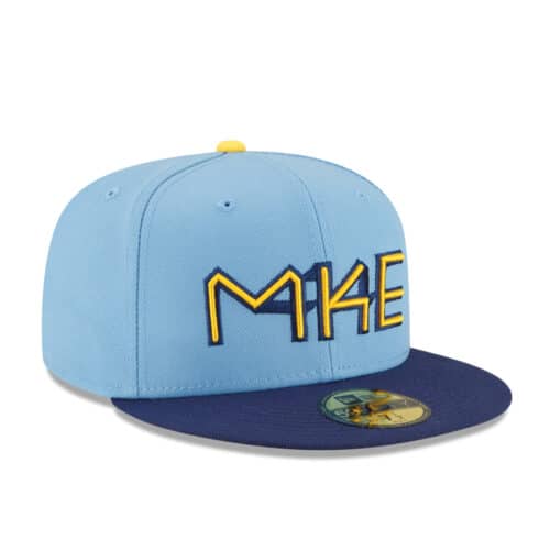 New Era 59Fifty Milwaukee Brewers City Connect 2022 Fitted Hat Light Blue Right Front