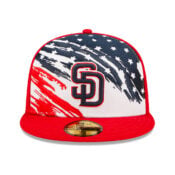 New Era 59Fifty San Diego Padres 4th of July 2022 Fitted Hat Scarlet Red Front