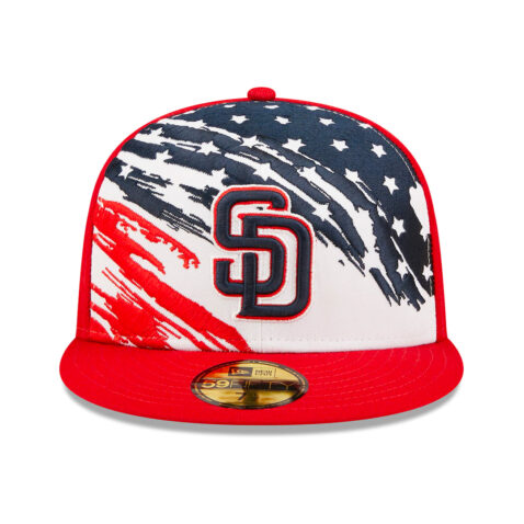New Era 59Fifty San Diego Padres 4th of July 2022 Fitted Hat Scarlet Red Front