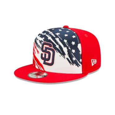 New Era 9Fifty San Diego Padres 4th of July 2022 Snapback Hat Scarlet Red