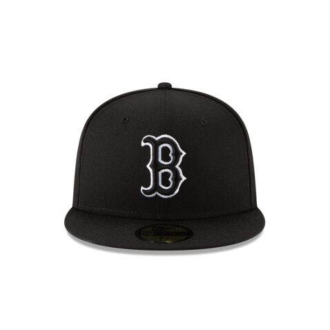 New Era 59Fifty Boston Red Sox Fitted Hat Black Black White Front