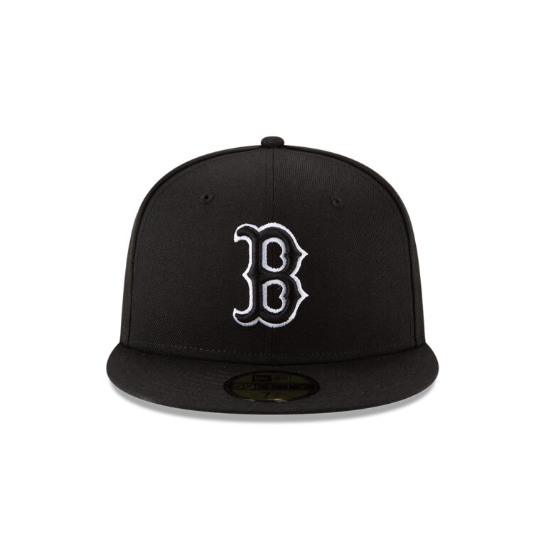 New Era 59Fifty Boston Red Sox Fitted Hat Black Black White Front New Era 59Fifty Boston Red Sox Fitted Hat Black Black White Front
