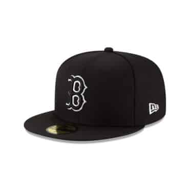 New Era 59Fifty Boston Red Sox Fitted Hat Black Black White