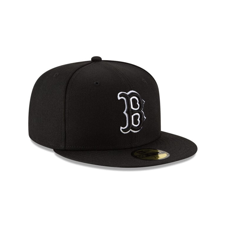 New Era 59Fifty Boston Red Sox Fitted Hat Black Black White Right Front New Era 59Fifty Boston Red Sox Fitted Hat Black Black White Right Front