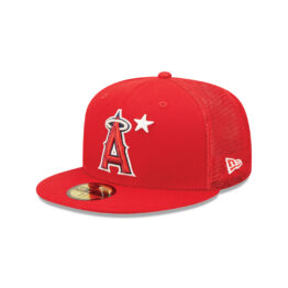 New Era 59Fifty Los Angeles Angels 2022 All-Star Game Workout Mesh Trucker Fitted Hat Scarlet Red