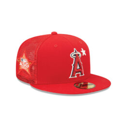 New Era 59Fifty Los Angeles Angels 2022 All-Star Game Workout Mesh Trucker Fitted Hat Scarlet Red