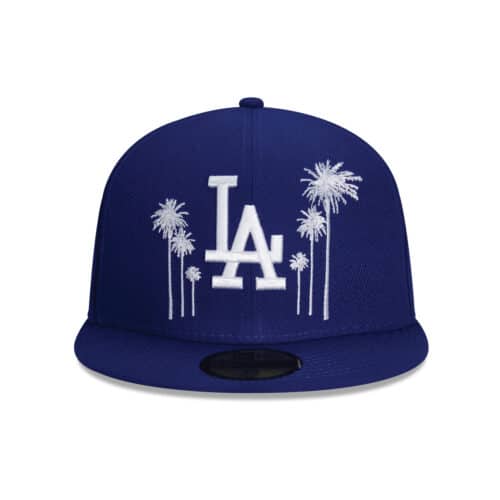 New Era 59Fifty Los Angeles Dodgers All Star Game 2022 Palm Fan Pack Fitted Hat Dark Royal Blue Front