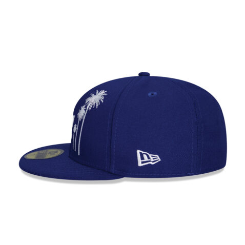 New Era 59Fifty Los Angeles Dodgers All Star Game 2022 Palm Fan Pack Fitted Hat Dark Royal Blue Left