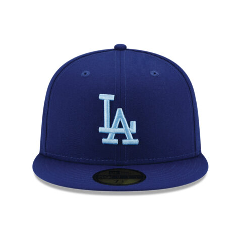 New Era 59Fifty Los Angeles Dodgers Clouds Undervisor Fitted Hat Dark Royal Blue Front
