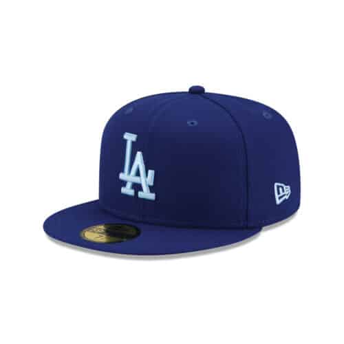 New Era 59Fifty Los Angeles Dodgers Clouds Undervisor Fitted Hat Dark Royal Blue Left Front