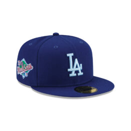 New Era 59Fifty Los Angeles Dodgers Clouds Undervisor Fitted Hat Dark Royal Blue