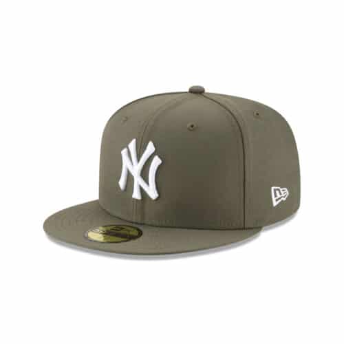 New Era 59Fifty New York Yankees Fitted Hat New Olive White Left Front