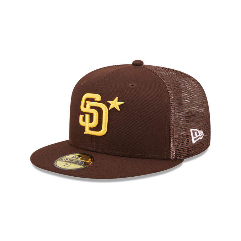 New Era 59Fifty San Diego Padres Game Workout 2022 All-Star Fitted Hat Burnt Wood Brown Left Front New Era 59Fifty San Diego Padres Game Workout 2022 All-Star Fitted Hat Burnt Wood Brown Left Front