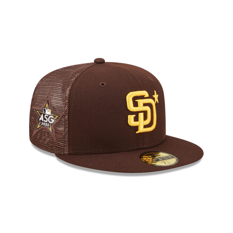 New Era 59Fifty San Diego Padres Game Workout 2022 All-Star Fitted Hat Burnt Wood Brown Right Front New Era 59Fifty San Diego Padres Game Workout 2022 All-Star Fitted Hat Burnt Wood Brown Right Front