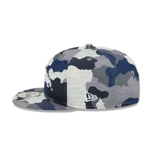 New Era 9Fifty Denver Broncos Training Camp Snapback Hat Blue Camo Left