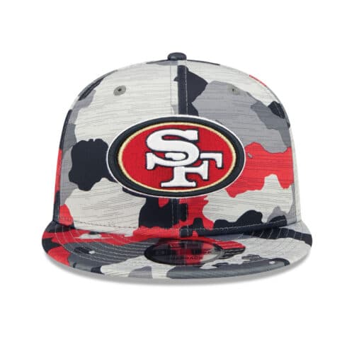New Era 9Fifty P San Francisco 49ers Training Camp Snapback Hat Red Camo Front