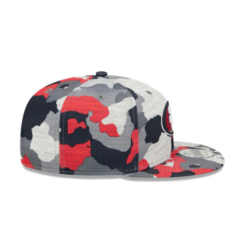 New Era 9Fifty San Francisco 49ers Training Camp Snapback Hat Red Camo Right