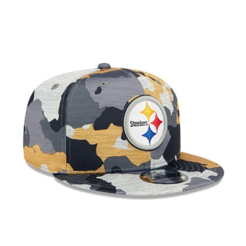 New Era 9Fifty Pittsburgh Steelers Training Camp Snapback Hat Yellow Right Front
