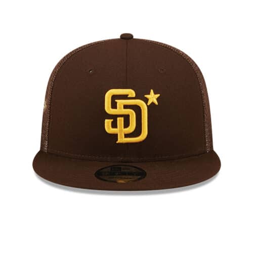 New Era 9Fifty San Diego Padres Game Workout 2022 All-Star Snapback Hat Burnt Wood Brown Front