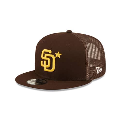 New Era 9Fifty San Diego Padres Game Workout 2022 All-Star Snapback Hat Burnt Wood Brown Left Front