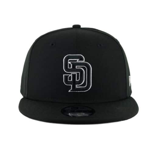 New Era 9Fifty San Diego Padres Snapback Hat Black Black White Front