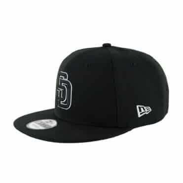 New Era 9Fifty San Diego Padres Snapback Hat Black Black White Left Front