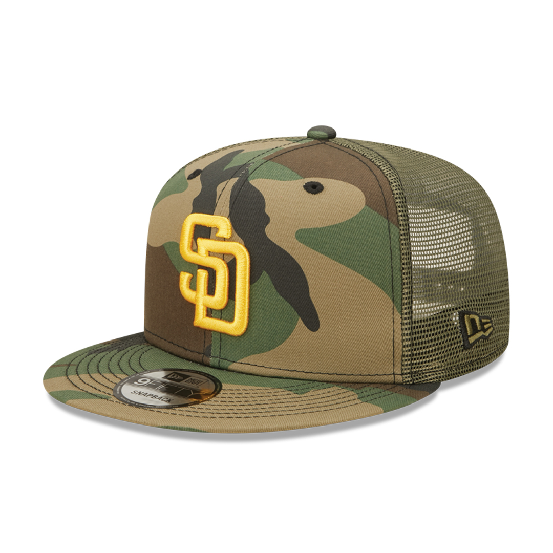 New Era 9Fifty San Diego Padres Camo Gold Trucker Snapback Hat Camo