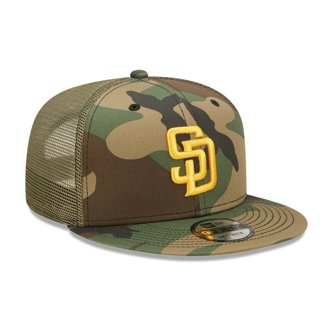 New Era 9Fifty San Diego Padres Camo Gold Trucker Snapback Hat Camo