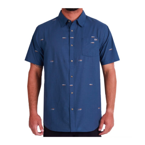 Salty Crew Tight Lines Short Sleeve Woven Dark Slate Front