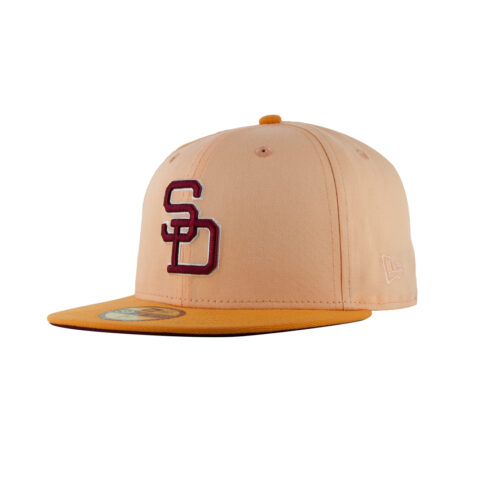 New Era x Billion Creation x Rally Caps 59Fifty San Diego Padres Downtown Peach Tango Orange Two Tone Fitted Hat 3