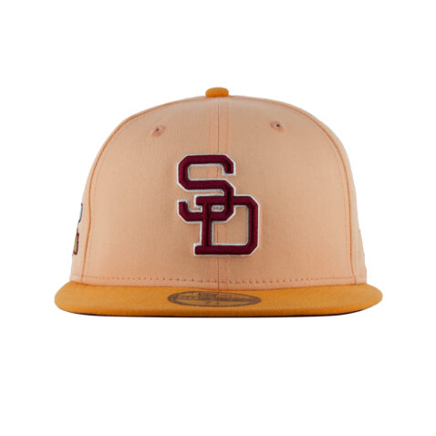 New Era x Billion Creation x Rally Caps 59Fifty San Diego Padres Downtown Peach Tango Orange Two Tone Fitted Hat 2