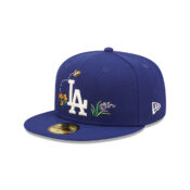 New Era 59Fifty Los Angeles Dodgers Watercolor Floral Fitted Hat Dark Royal