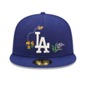New Era 59Fifty Los Angeles Dodgers Watercolor Floral Fitted Hat Dark Royal Front
