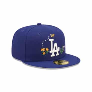 New Era 59Fifty Los Angeles Dodgers Watercolor Floral Fitted Hat Dark Royal