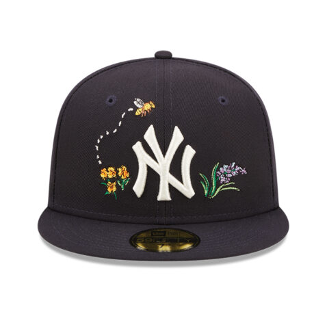 New Era 59Fifty New York Yankees Watercolor Floral Fitted Hat Dark Navy Front
