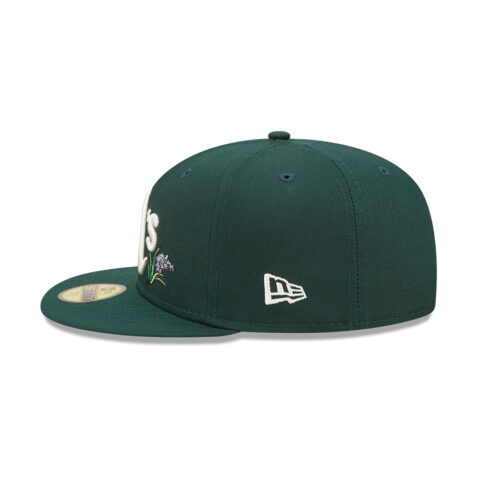 New Era 59Fifty Oakland Athletics Watercolor Floral Fitted Hat Dark Green Left