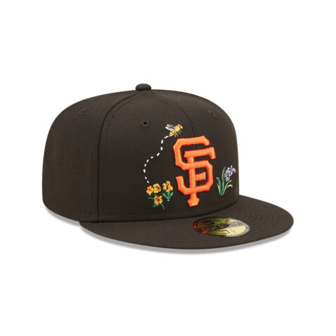 New Era 59Fifty San Francisco Giants Watercolor Floral Fitted Hat Black Rigth Front
