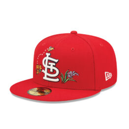 New Era 59Fifty St. Louis Cardinals Watercolor Floral Fitted Hat Red Lreft Front