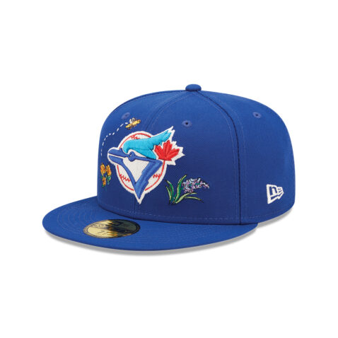 New Era 59Fifty Toronto Blue Jays Watercolor Floral Fitted Hat Royal Blue