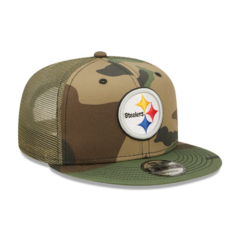 New Era 9Fifty Pittsburgh Steelers Camo Trucker Snapback Hat Camo Right Front New Era 9Fifty Pittsburgh Steelers Camo Trucker Snapback Hat Camo Right Front