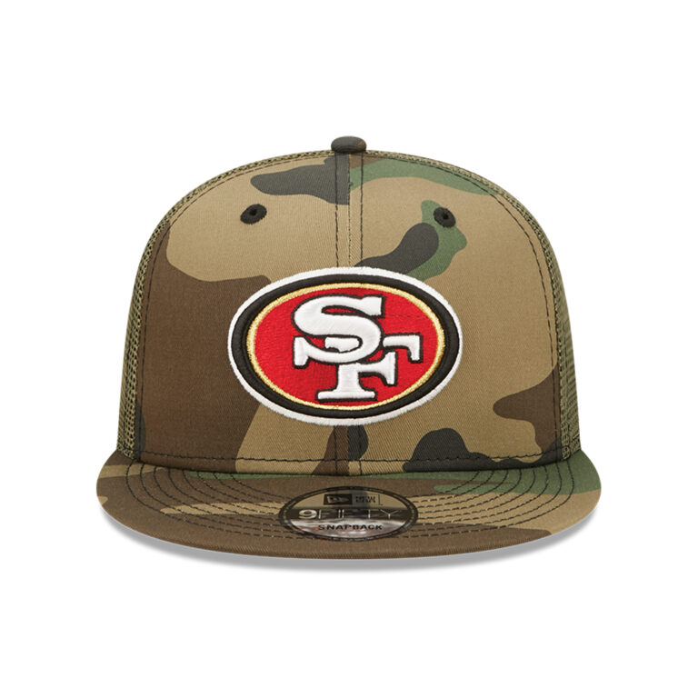 New Era 9Fifty San Francisco 49ers Camo Trucker Snapback Hat Camo Front New Era 9Fifty San Francisco 49ers Camo Trucker Snapback Hat Camo Front