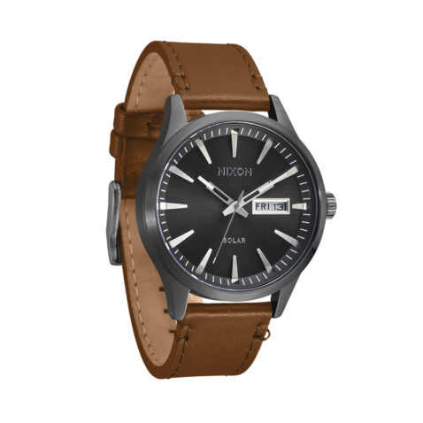 Nixon Sentry Solar Leather Gunmetal 2