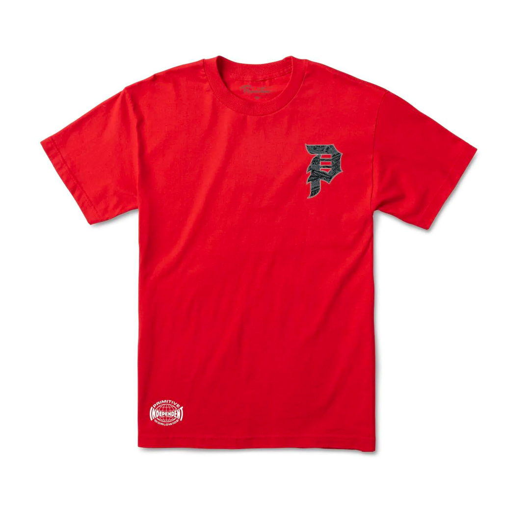 Primitive x Independent Stickers Dirty P Short Sleeve T-Shirt Red